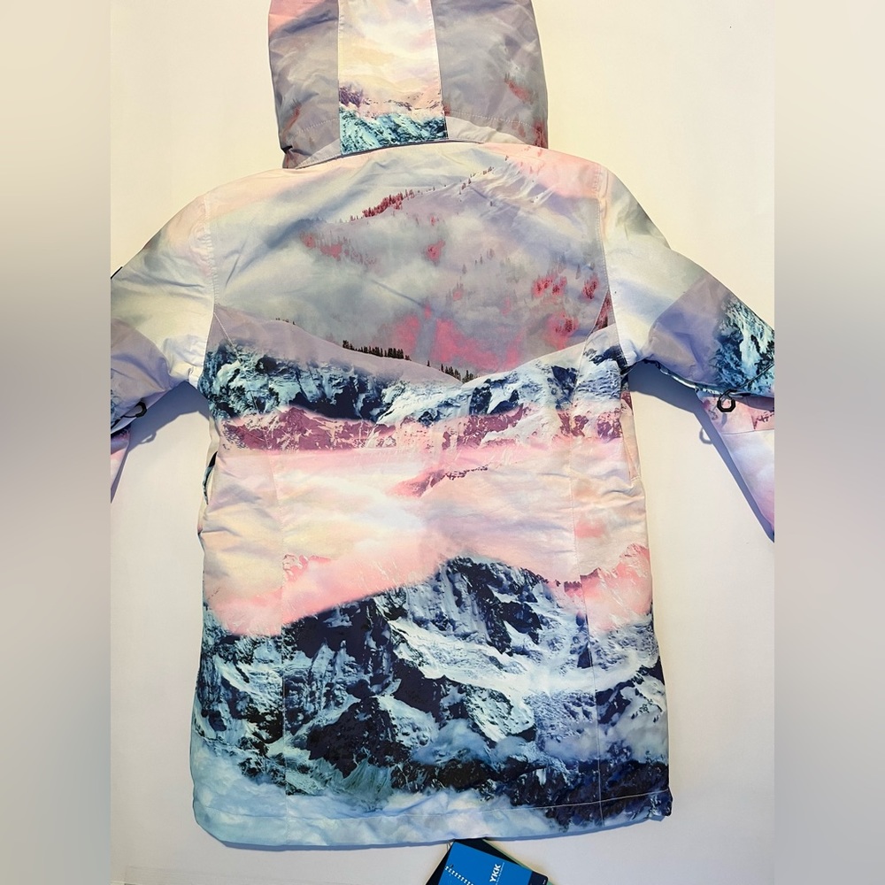Pink and Blue Ski & Snow Jacket with Watercolor Design - Picture 8 of 8